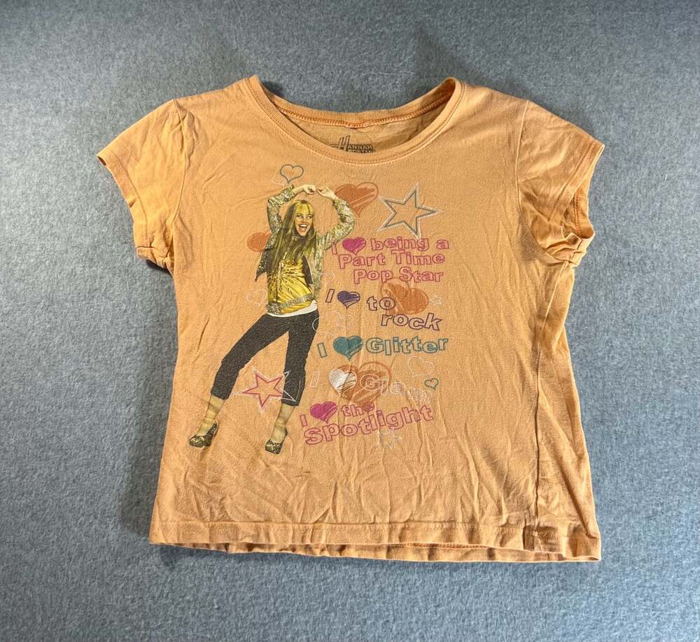 Vintage Hannah Montana Y2K Pop Star Graphic T-Shirt Girls Size L 10/12